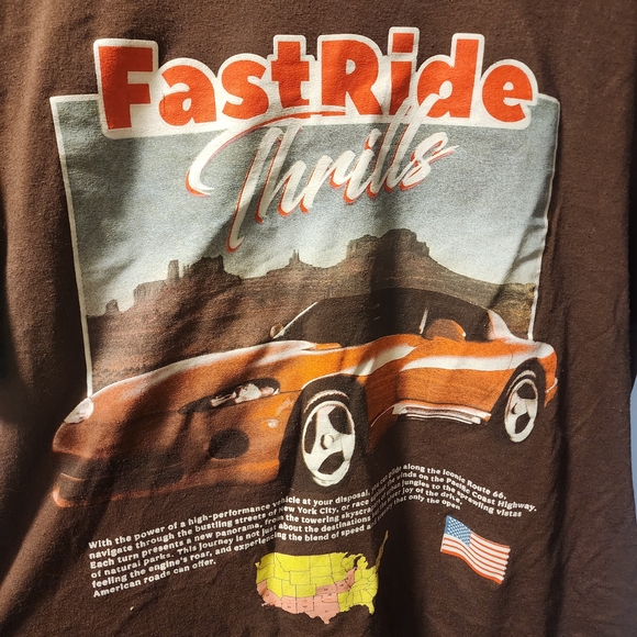Jerzees Brown FastRide Thrills T-Shirt - Picture 2 of 4